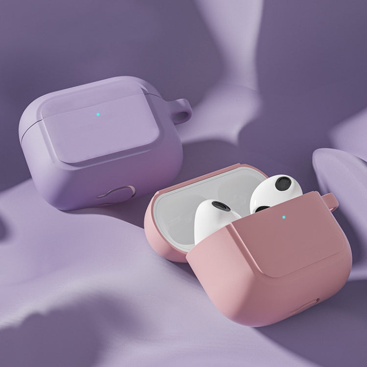 Silicone Shockproof Cover with Metal Buckle For AirPods 3, Night Green, White, Pink, Hyacinth Purple, Black, Midnight Blue