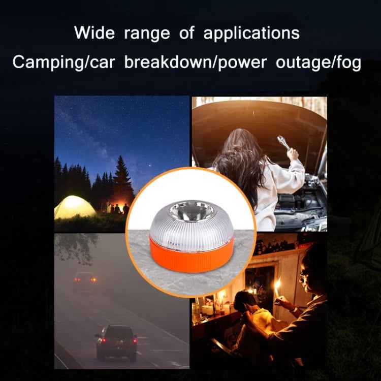 V16 Car LED White Emergency Warning Light Strong Magnetic Induction Flashing Light