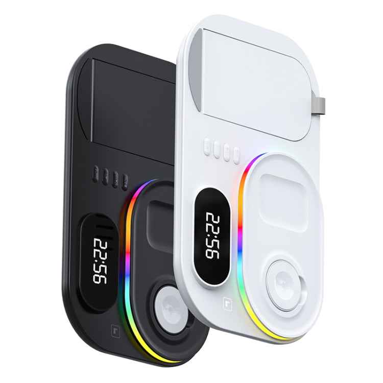 A06 3 in 1 Wireless Charger Fast Charging RGB Atmosphere Light with Clock For Smart Phone & iWatch & AirPods