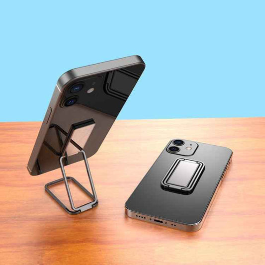 Square Folding Metal Holder Rotating Back Stick Desktop Phone Ring Holder