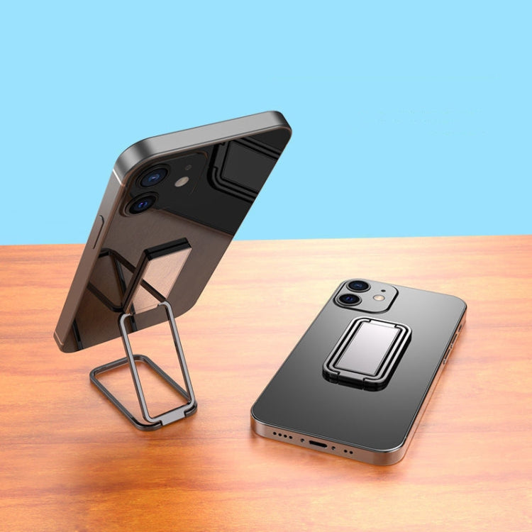 Square Folding Metal Holder Rotating Back Stick Desktop Phone Ring Holder, Square Folding (Space Silver), Square Folding (Black), Square Folding (Rose Gold)