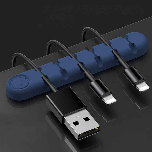 6 Holes Bear Silicone Desktop Data Cable Organizing And Fixing Device