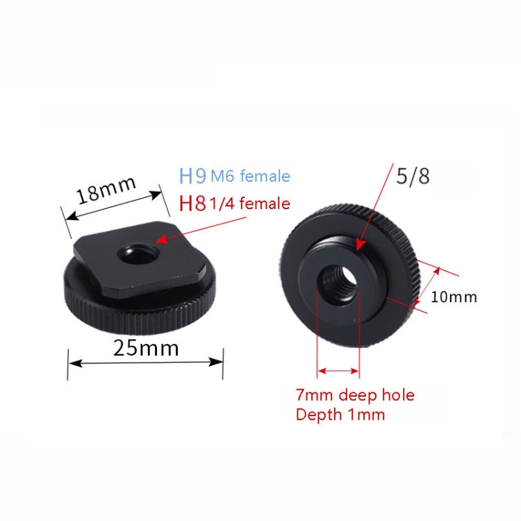 2 PCS Aluminum Hot Shoe Single Nut Screw, 5/8 Male to 1/4 Female Adapter, 5/8 Male to M6 Female Adapter