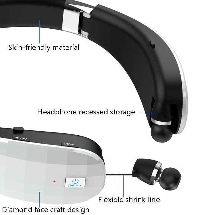 Telescopic Neck-Mounted Folding Bluetooth Earphone