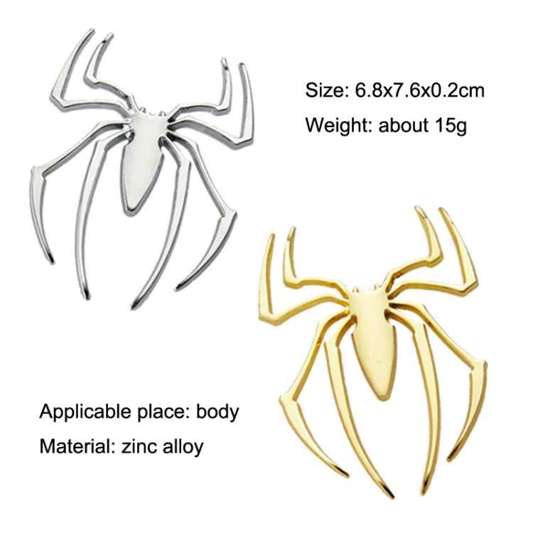 10 PCS Metal Three-Dimensional Spider Car Sticker, Color Random Delivery