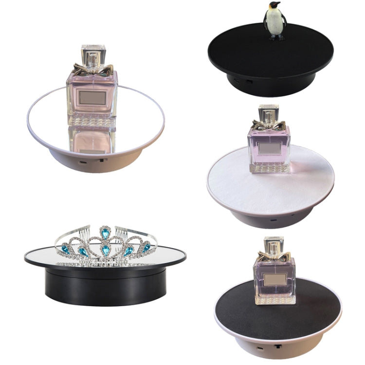 20cmTwo-Way Turntable Display Stand Video Shooting Props Turntable, White Mirror, Black Mirror, Black+Black Velvet, White + White Velvet, White Bottom Black Velvet