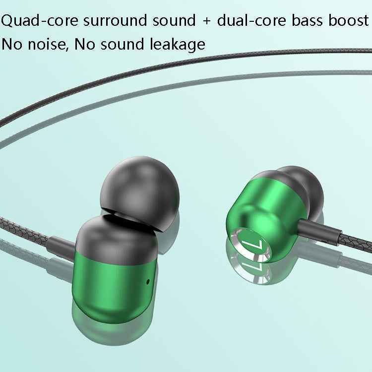 2 PCS TS6000 3.5mm Metal Elbow In-Ear Wired Control Earphone with Mic