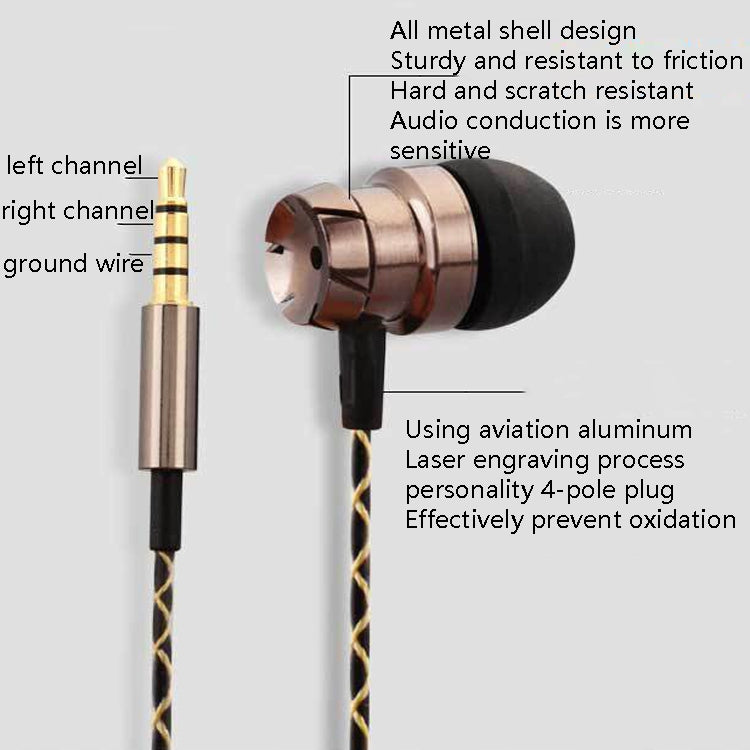 2 PCS EN500 3.5mm Plug Snake Pattern In-Ear Phone Earphone, Black, Rose Gold
