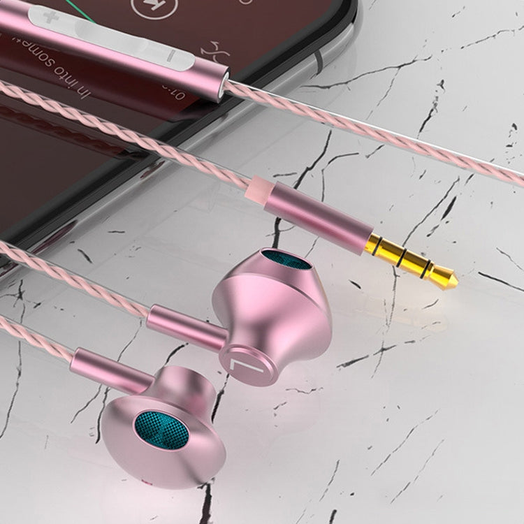 TS5000 3.5mm Metal Subwoofer Wired Earphone, Pink, Red, Black, Silver Gray