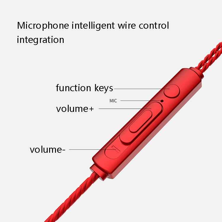 2 PCS TS720 3.5mm Heavy Bass Metal Earbud Wired Earphone