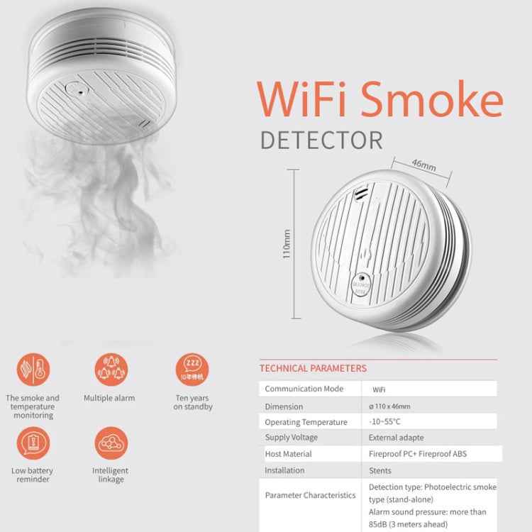 TY-SMK-07 Smart Home WiFi Smoke Detector