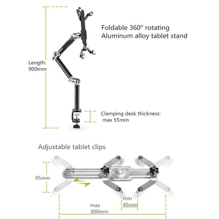 TB-03 Aluminum Alloy Tablet PC Stand Lazy Bedside Desktop Folding Camera Microphone Stand