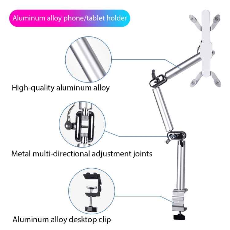 TB-03 Aluminum Alloy Tablet PC Stand Lazy Bedside Desktop Folding Camera Microphone Stand