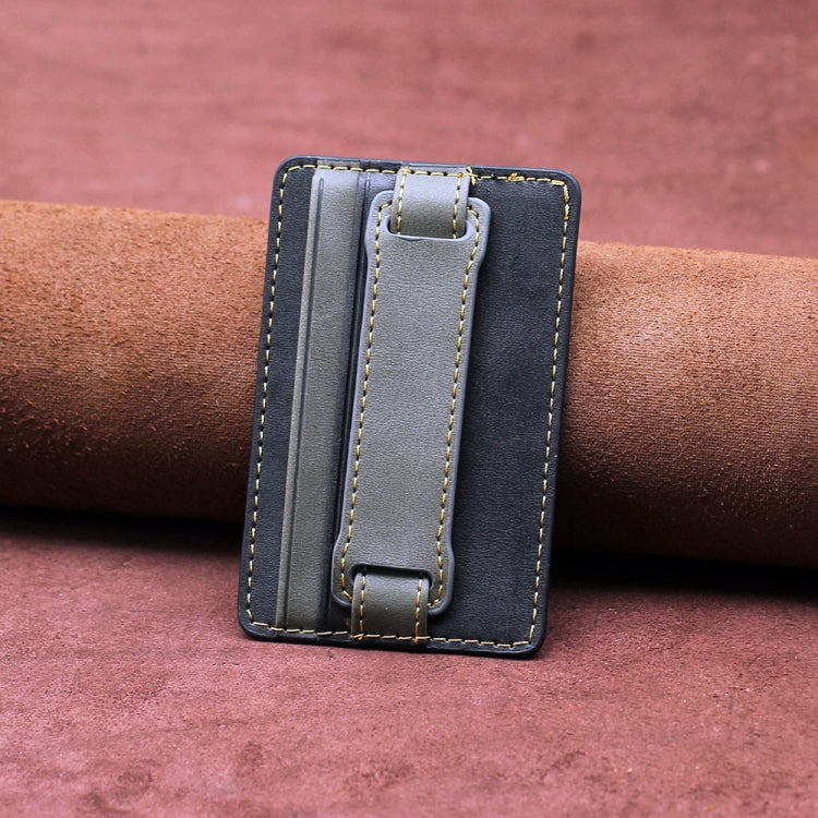 2 PCS Leather Phone Card Sleeve Back Sticker Wrist Pull Strap Holder, Card Sleeve Blue, Card Sleeve Red, Card Sleeve Black, Card Sleeve Brown