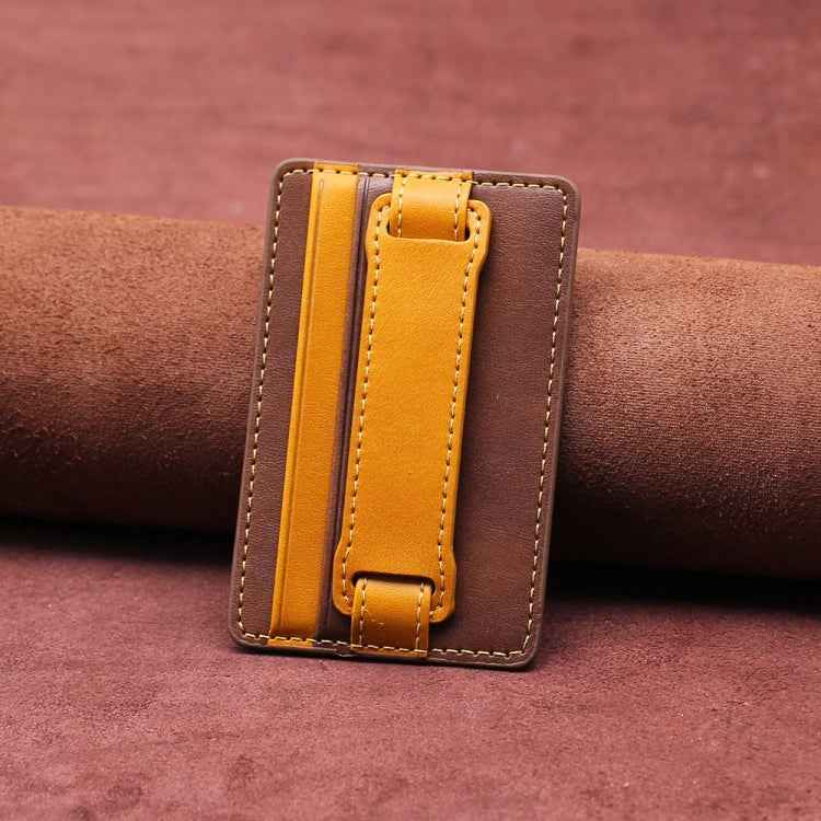 2 PCS Leather Phone Card Sleeve Back Sticker Wrist Pull Strap Holder