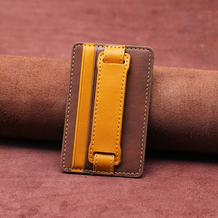2 PCS Leather Phone Card Sleeve Back Sticker Wrist Pull Strap Holder, Card Sleeve Blue, Card Sleeve Red, Card Sleeve Black, Card Sleeve Brown