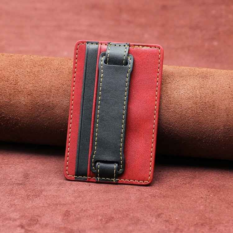 2 PCS Leather Phone Card Sleeve Back Sticker Wrist Pull Strap Holder
