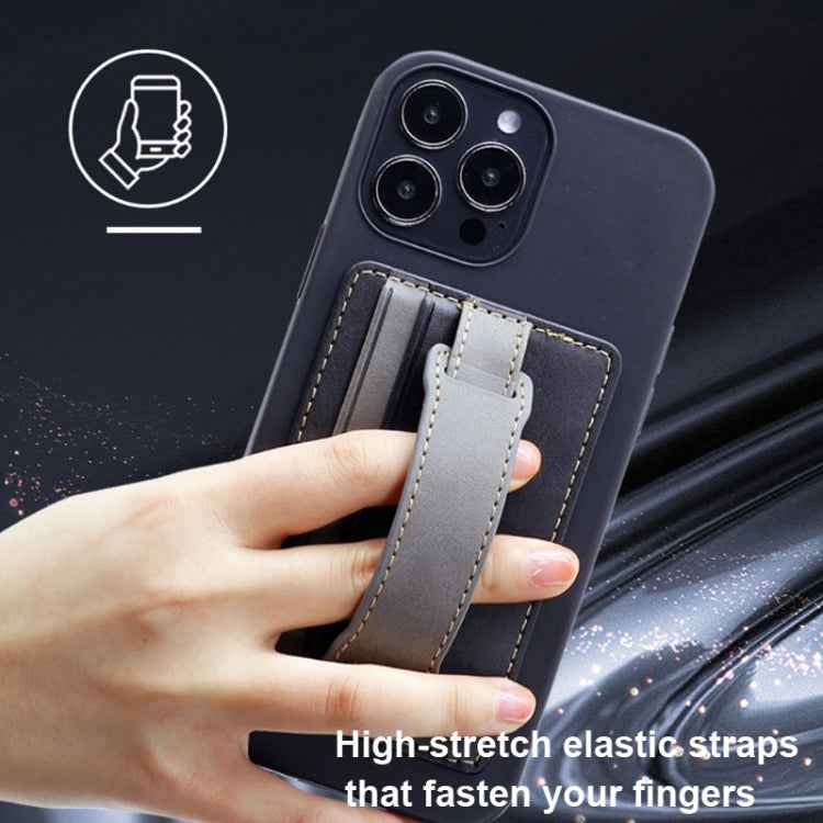 2 PCS Leather Phone Card Sleeve Back Sticker Wrist Pull Strap Holder