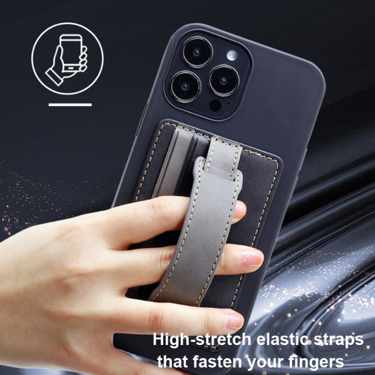 2 PCS Leather Phone Card Sleeve Back Sticker Wrist Pull Strap Holder