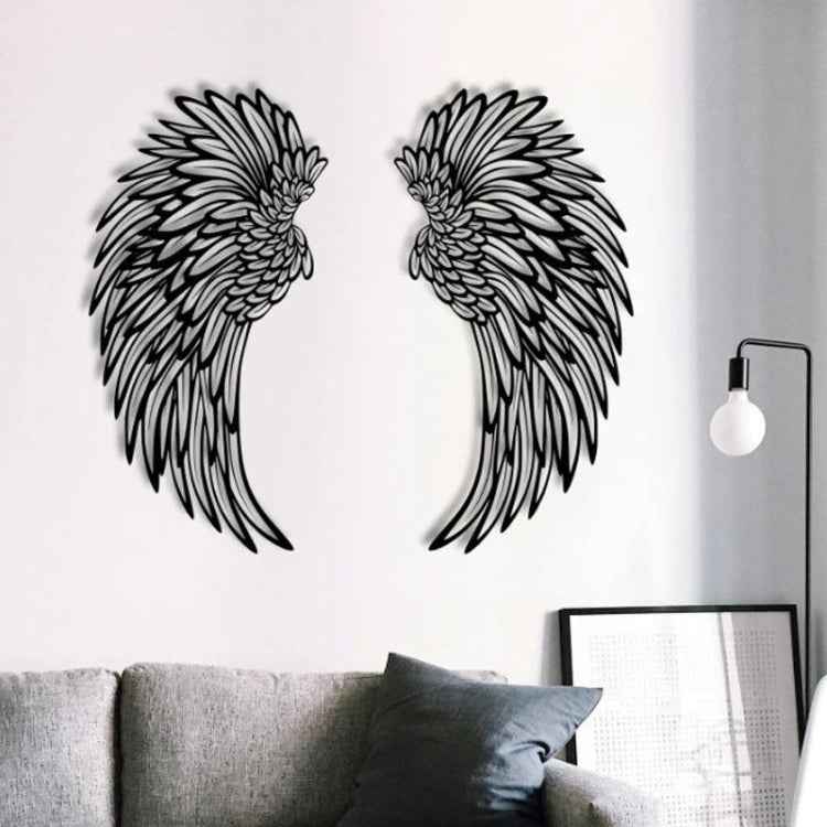 Double Sided Black Engraved Metal Angel Wings Wall Hanging Decoration Without Lights, 1pair 30cm Without Lights, 1pair 35cm Without Lights, 1pair 45cm Without Lights