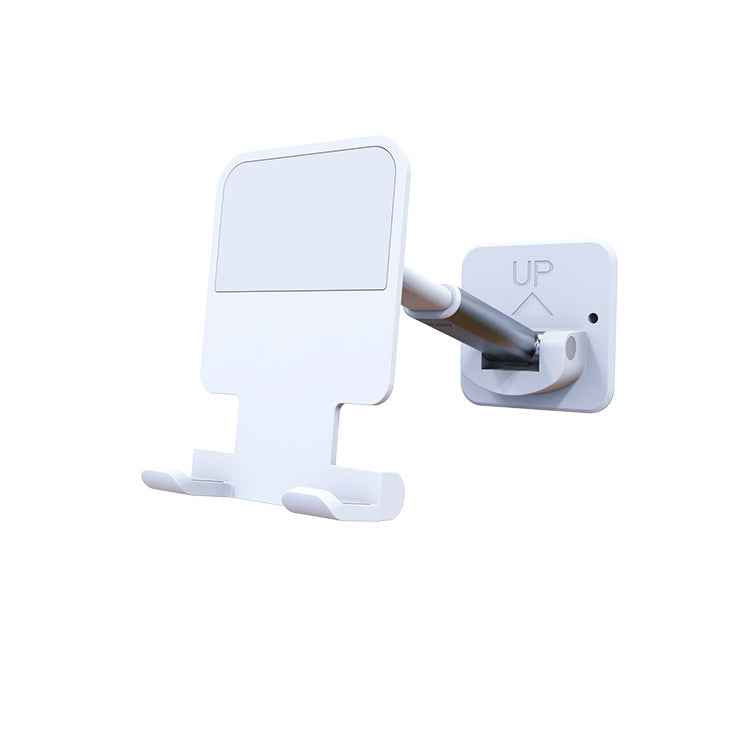 2 PCS T11 Wall Paste Mobile Phone Bracket Foldable Lift Bathroom Kitchen Wall Bracket, Black, White
