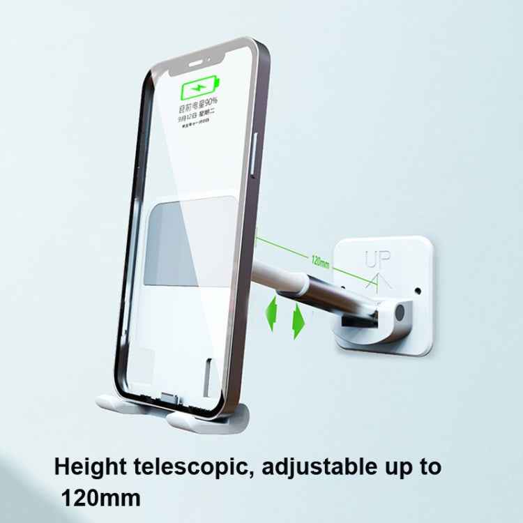 2 PCS T11 Wall Paste Mobile Phone Bracket Foldable Lift Bathroom Kitchen Wall Bracket, Black, White
