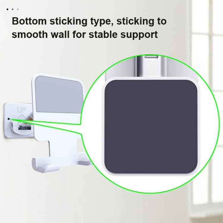 2 PCS T11 Wall Paste Mobile Phone Bracket Foldable Lift Bathroom Kitchen Wall Bracket, Black, White
