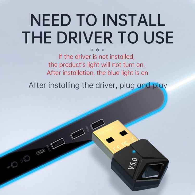 USB Bluetooth Adapter 5.0PC Computer Wireless Audio Receive Transmitter, Color: Black