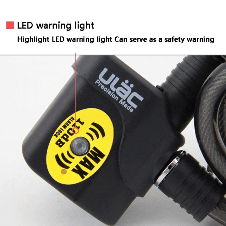 ULAC AL-3P Bicycle Alarm Cable Lock Mountain Bike Lock Cycling Supplies, ULAC AL-3P