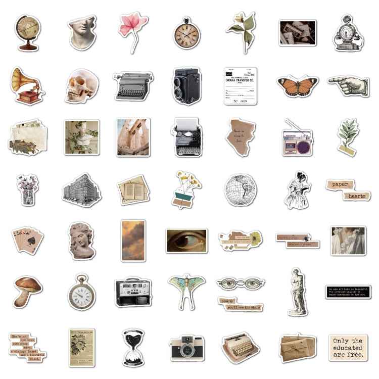 2 Sets 50 Pieces Literary Retro Sticker Pack Era English Diy Decoration Old Time Stickers