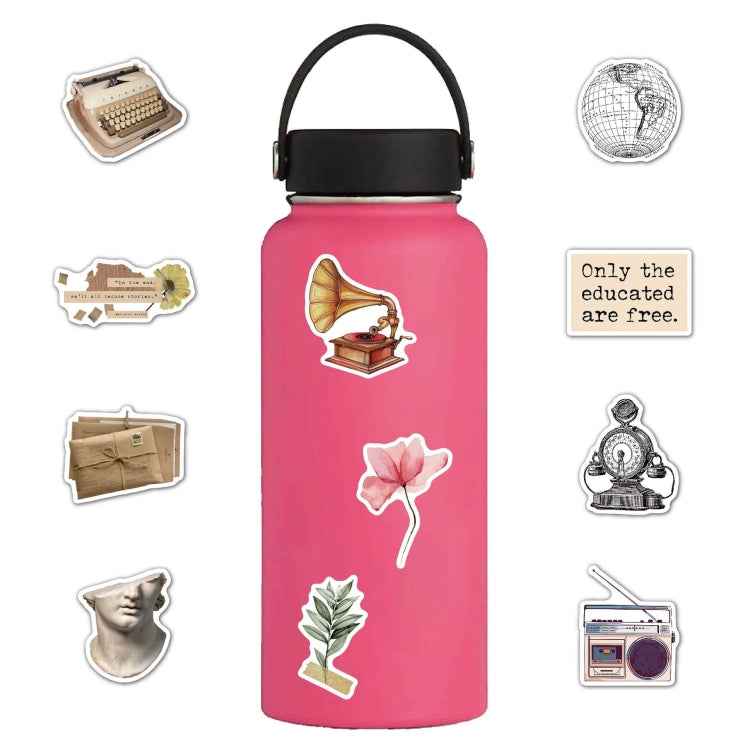 2 Sets 50 Pieces Literary Retro Sticker Pack Era English Diy Decoration Old Time Stickers