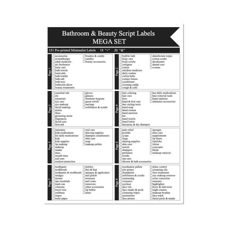 Bathroom Jars Label Storage Classification Waterproof Bathroom Stickers