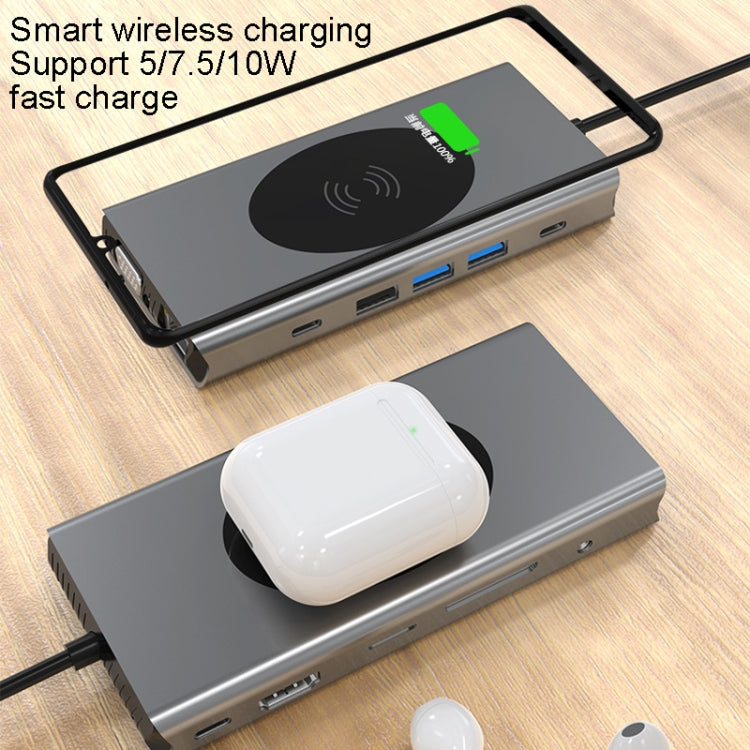 BX13V 13 In 1 Type-C Docking Station Wireless Charging Hub, BX13V