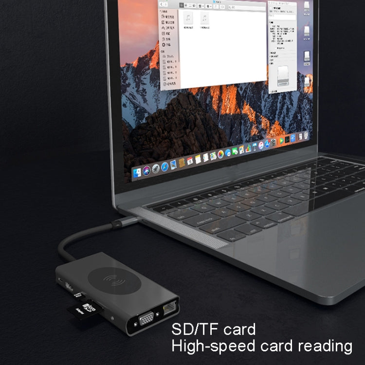 BX13V 13 In 1 Type-C Docking Station Wireless Charging Hub, BX13V