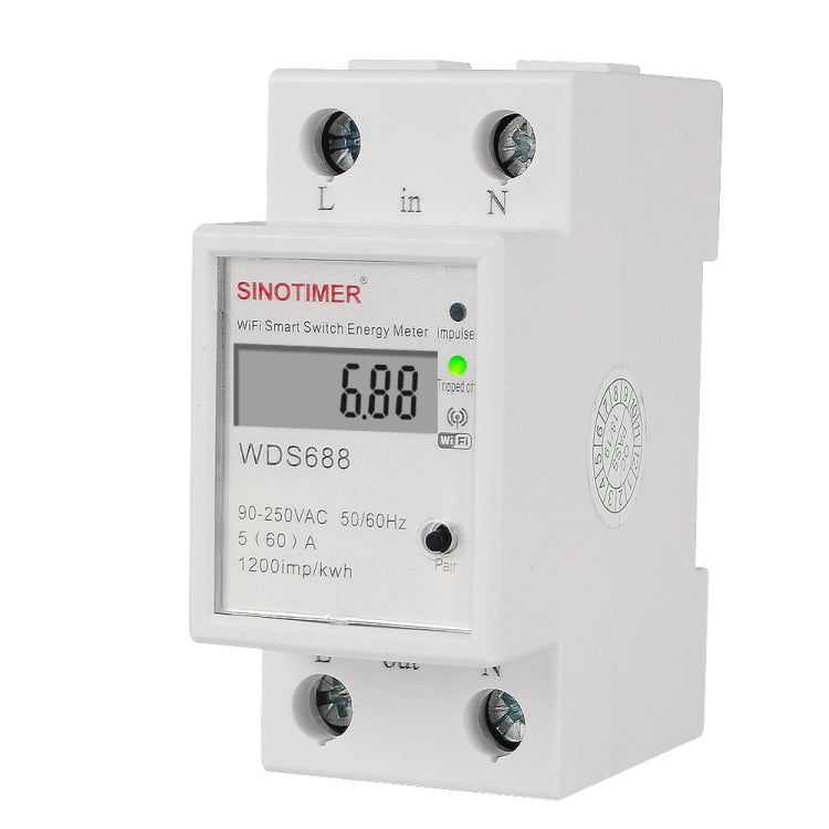 SINOTIMER WDS688 Smart WiFi Single-Phase Power Meter Mobile APP Home Rail Meter 5-60A 230V