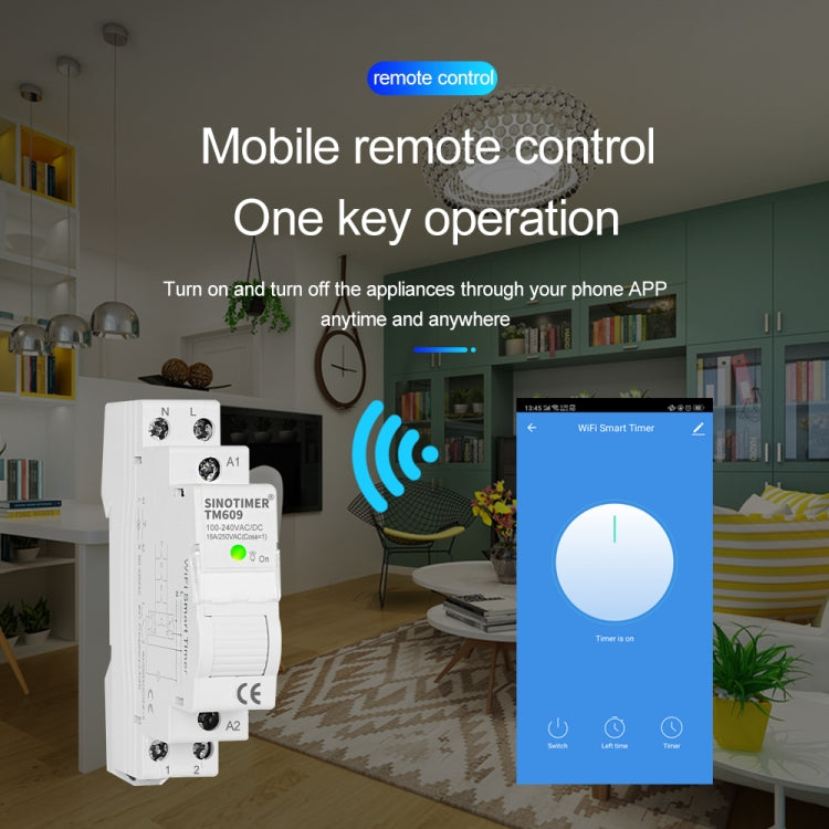 SINOTIMER TM607 Intelligent Wifi Timer Mobile App Home Rail Remote Control Time Switch 80A 85-300V