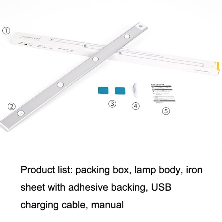 Ultra-thin Smart LED Human Body Sensor Light Bar, Length: 80cm(Space Silver), 80cm