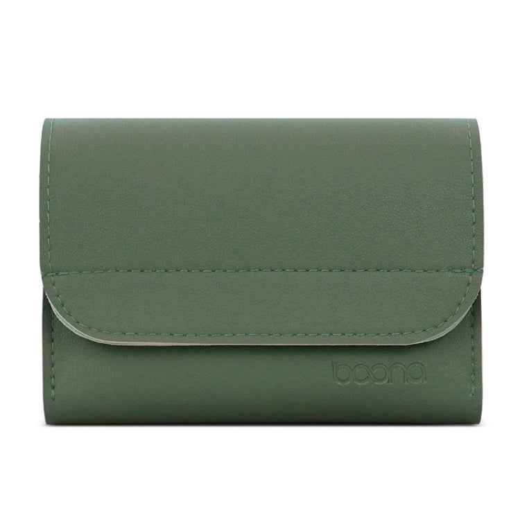 Baona BN-Q009 Small Leather Mouse Charger Storage Bag, Deep Blue+Yellow, Gray Green+Light Green, Silver+Blue