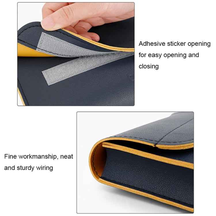 Baona BN-Q009 Small Leather Mouse Charger Storage Bag, Deep Blue+Yellow, Gray Green+Light Green, Silver+Blue