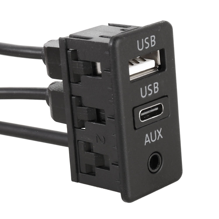 Car Universal Modification USB +Type-C+AUX Interface Charging Seat, USB+Type-C+AUX