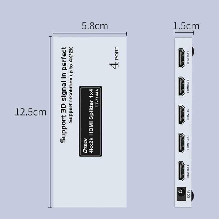 DTECH DT-7144A HDMI 2.0 1 In 4 Out 4K X 2K HD Video Splitter, CN Plug