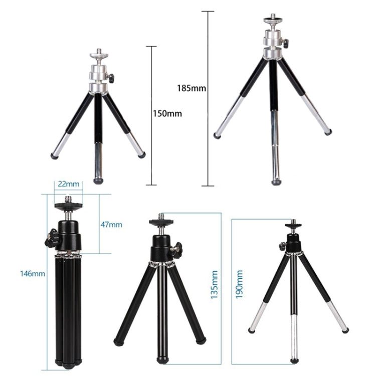 2PCS Projector Phone Stand Desktop Portable Telescopic Mini Metal Tripod, Style:, 2 Sections (Black), 2 Sections (Silver), 3 Sections (Black), 3 Sections (Silver)