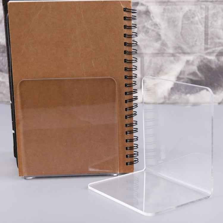 2 PCS Acrylic Transparent Bookstand L-shaped Bookends Bookshelf