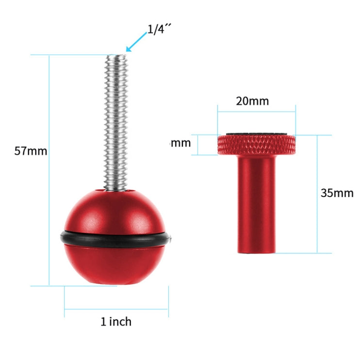 Ball Head Adapter Adjustable Screw Fixed Mount Camera Underwater Diving Photography Lights Bracket, 1/4 Inch Red, 1/4 Inch Black, M5 Screw Black
