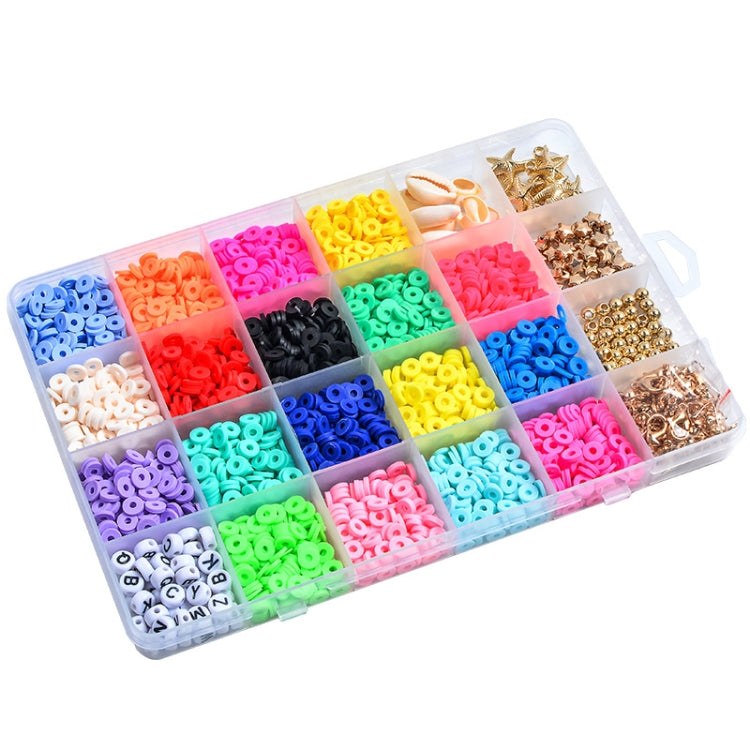 24 Grid 6mm Soft Ceramic Bead Flakes DIY Bracelet Necklace Making Materials, 24 Grid