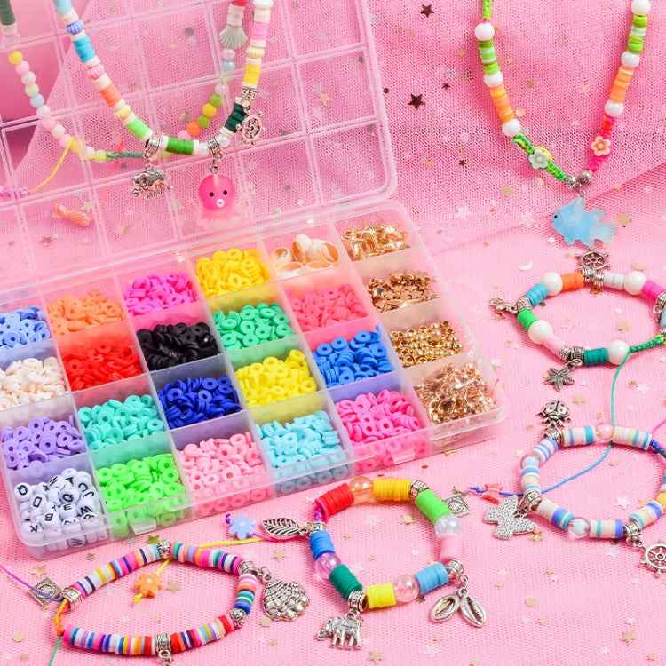 24 Grid 6mm Soft Ceramic Bead Flakes DIY Bracelet Necklace Making Materials