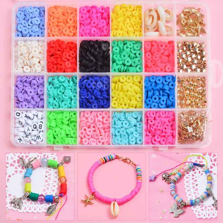 24 Grid 6mm Soft Ceramic Bead Flakes DIY Bracelet Necklace Making Materials