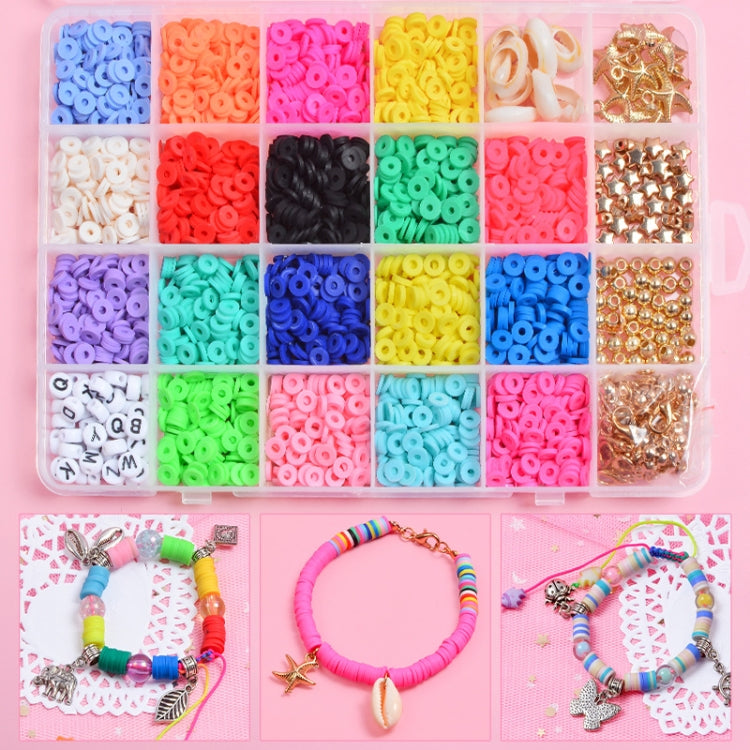 24 Grid 6mm Soft Ceramic Bead Flakes DIY Bracelet Necklace Making Materials, 24 Grid