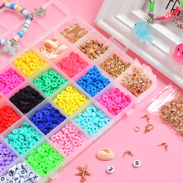 24 Grid 6mm Soft Ceramic Bead Flakes DIY Bracelet Necklace Making Materials, 24 Grid