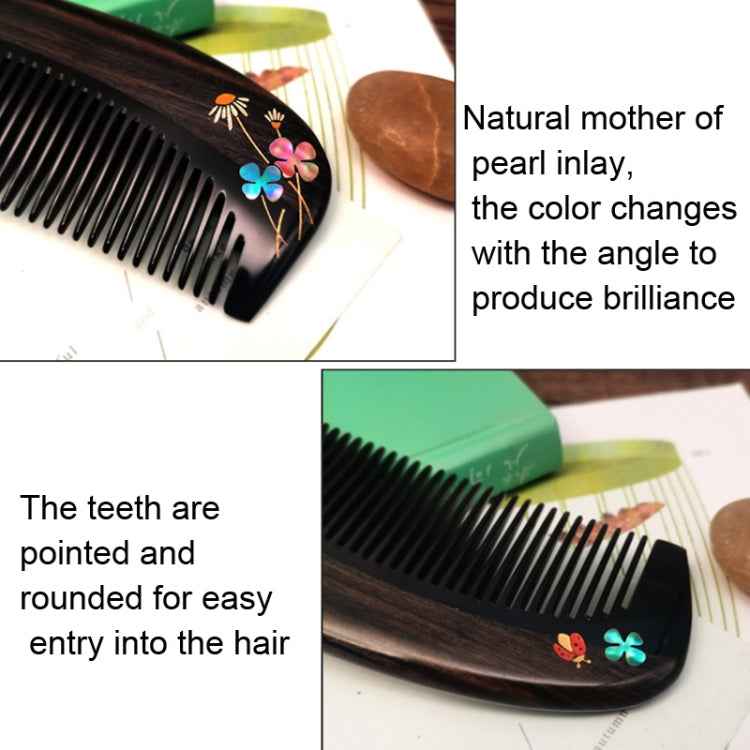 Sandalwood Comb Mother of Pearl Inlay Art Painted Comb